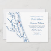 Invitation Corolla NC all-in-one QR code RSVP Blue Wedding (Devant)