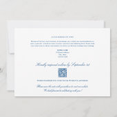 Invitation Corolla NC code QR RSVP tout-en-un Mariage Bleu (Dos)