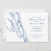 Invitation Corolla NC OBX Map Navy Blue Rehearsal Dinner (Devant)