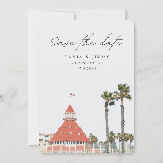 Invitation Coronado Mariage San Diego Enregistrer la date (Devant)