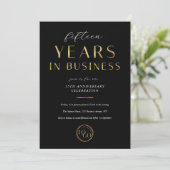 Invitation Corporate Black & Gold Logo Business Anniversary (Debout devant)
