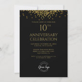 Invitation Corporate Business 10th Anniversary Black Gold  (Devant)