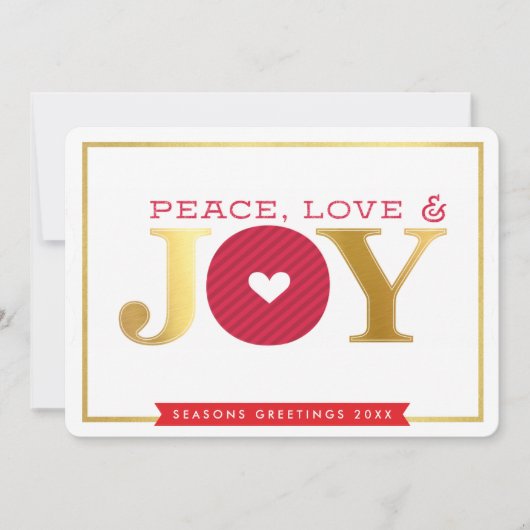 Invitation CORPORATE MERCI NOËL paix amour et joie rouge (Devant)