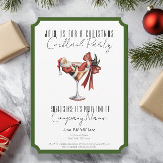 Invitation Corporate Minimalist Santa Cocktail Christmas