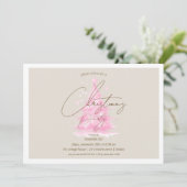 Invitation Corporate Pink Christmas Tree Fête (Debout devant)