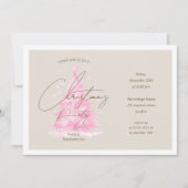 Invitation Corporate Pink Christmas Tree Fête (Devant)