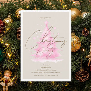 Invitation Corporate Pink Christmas Tree Fête