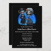 Invitation Corpse marié marié jour mort noir bleu squelette (Devant / Derrière)