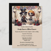 Invitation Corpse marié marié squelette couple goth mariage (Devant / Derrière)