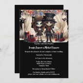 Invitation Corpse marié marié squelette couple mariage chic (Devant / Derrière)