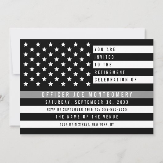 Invitation Correction Ligne Gray mince Retraite du drapeau am (Devant)