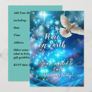 Invitation Correspondance Blue Dove Peace Christmas Party
