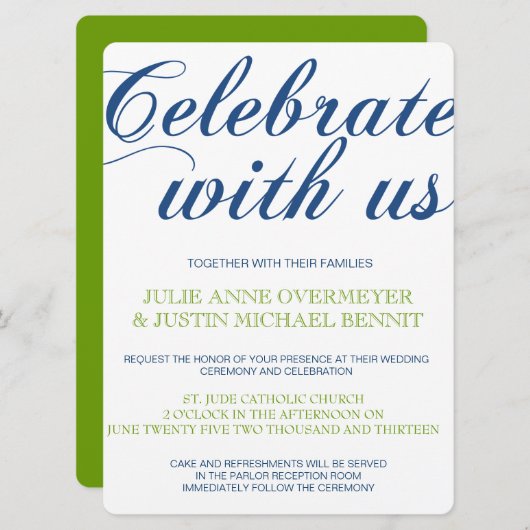 Invitation Corrin Calligraphie (Devant / Derrière)