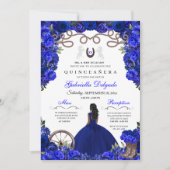 Invitation Corse bleue Charra Floral Quinceanera Ouest (Devant)