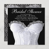 Invitation Corset blanc noir et blanc Fête des mariées (Devant / Derrière)