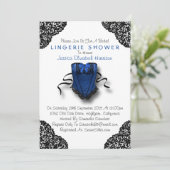 Invitation Corset bleu et dentelle noire Douche Lingerie (Debout devant)