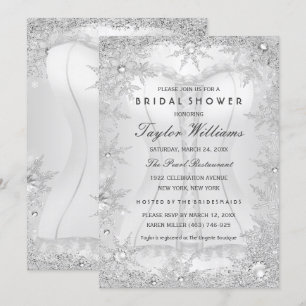 Invitation Corset de Mariage Flocon de Neige Bijou Argenté