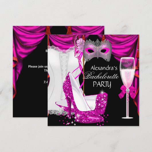 Invitation Corset Demoiselle d'Honneur Rose Mascarade Champag (Devant / Derrière)