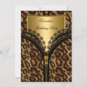 Invitation Corset doré animal noir dentelle fête d'anniversai