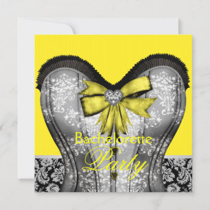 Invitation Corset en damas noir jaune enterrement de vie de j