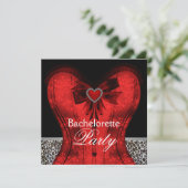 Invitation Corset en damas rouge Fête de jeune fille licorne  (Debout devant)