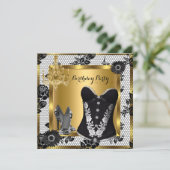 Invitation Corset en dentelle à lustre à talons hauts Noir 3 (Debout devant)