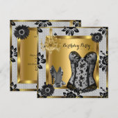 Invitation Corset en dentelle lustre à talons hauts Noir 2 (Devant / Derrière)