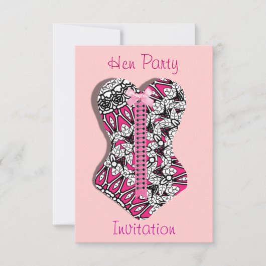 Invitation Corset en dentelle rose Fille  Enterrement de vie  (Devant)