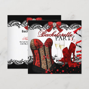 Invitation Corset en dentelle rouge Champagne pour EVJF