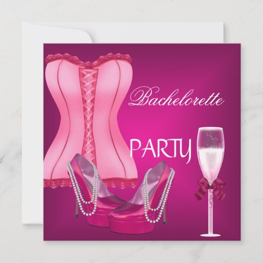 Invitation Corset Fête de Fiançailles Chaussures Roses Talons (Devant)