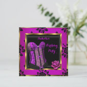 Invitation Corset Fête Rose en Dentelle Violette Rose Pourpre (Debout devant)