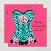 Invitation Corset léopard rose talons hauts Bachelorette (Devant / Derrière)