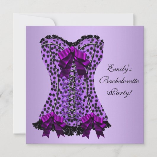 Invitation Corset Léopard Violet Fête de Fiançailles Violette (Devant)