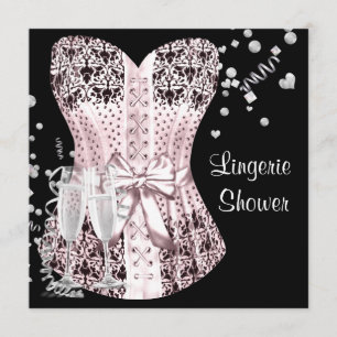 Invitation Corset lingerie rose noir Enterrement de vie de je