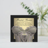 Invitation Corset Mariage Noir Or Shower (Debout devant)