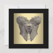 Invitation Corset Mariage Noir Or Shower (Dos)