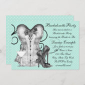 Invitation Corset Martini Turquoise Blue Bachelorette (Devant / Derrière)