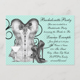 Invitation Corset Martini Turquoise Blue Bachelorette
