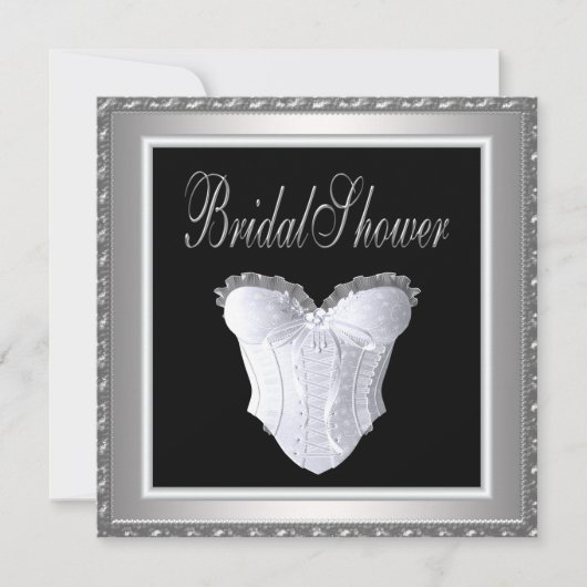 Invitation Corset noir blanc pour douche de mariage (Devant)