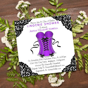 Invitation Corset pourpre et douche noire de lingerie de