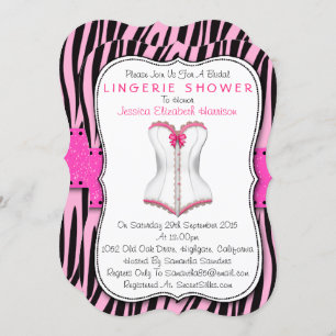 Invitation Corset Rose & Blanc Sur Zebra Print Lingerie Douch