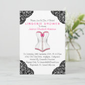 Invitation Corset rose et dentelle noire Douche (Debout devant)