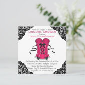 Invitation Corset rose et dentelle noire Douche (Debout devant)