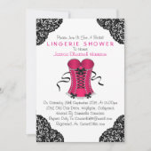 Invitation Corset rose et dentelle noire Douche (Devant)