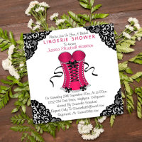 Corset rose et dentelle noire Douche
