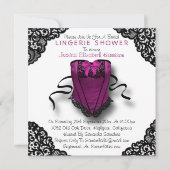 Invitation Corset rose et dentelle noire Douche (Devant)
