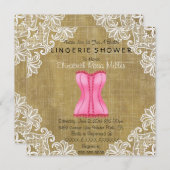 Invitation Corset rose et Fête de la mariée blanche de (Devant / Derrière)