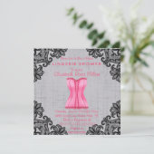 Invitation Corset rose et Fête de la mariée noire de lingerie (Debout devant)
