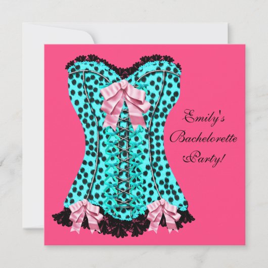 Invitation Corset Talons Leopards Roses Enterrement de Vie de (Devant)