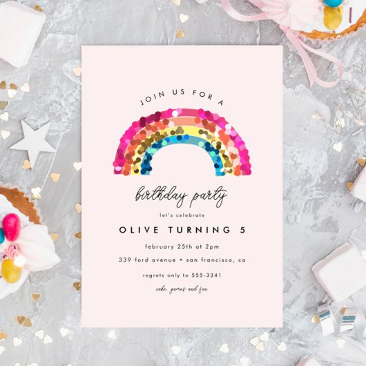 Invitation Corte Sparkin Rainbow fête d'anniversaire